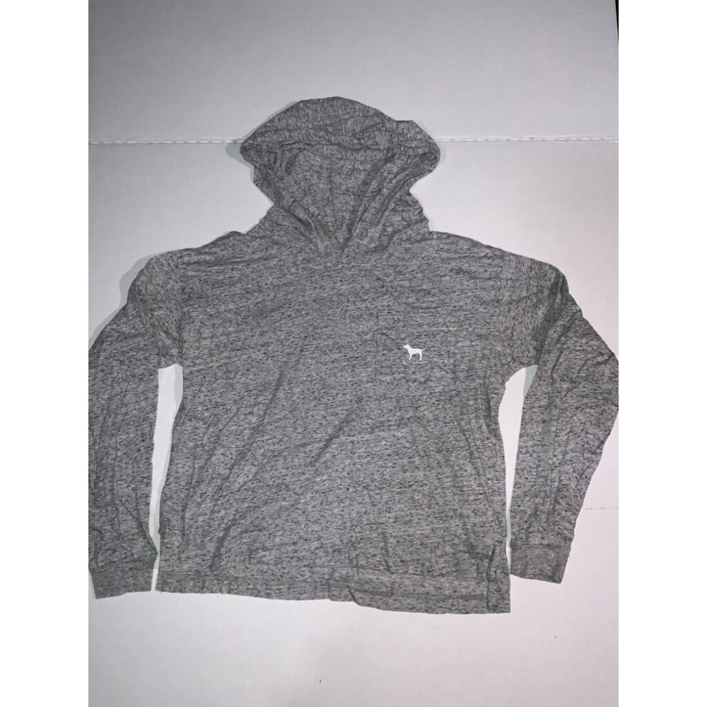 Victoria Secret PINK Small Lightweight Heather Gray Chest Pocket Hoodie Pullover